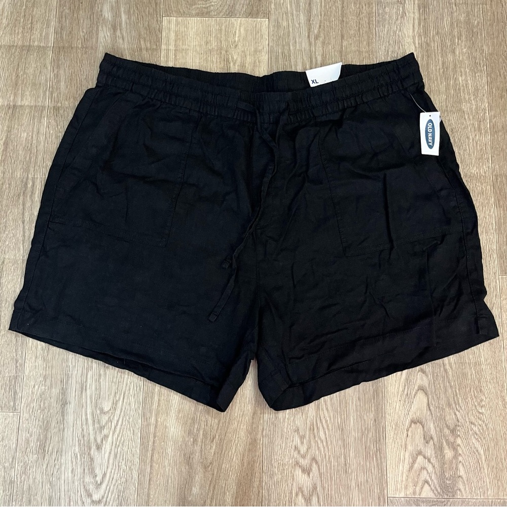 Old Navy Black Linen Pull On drawstring shorts XL